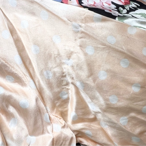 RIXO Satin Floral‎ Dot Colorblock Long Sleeve V-Neck Ruched Wrap Midi Dress XS - Picture 11 of 11